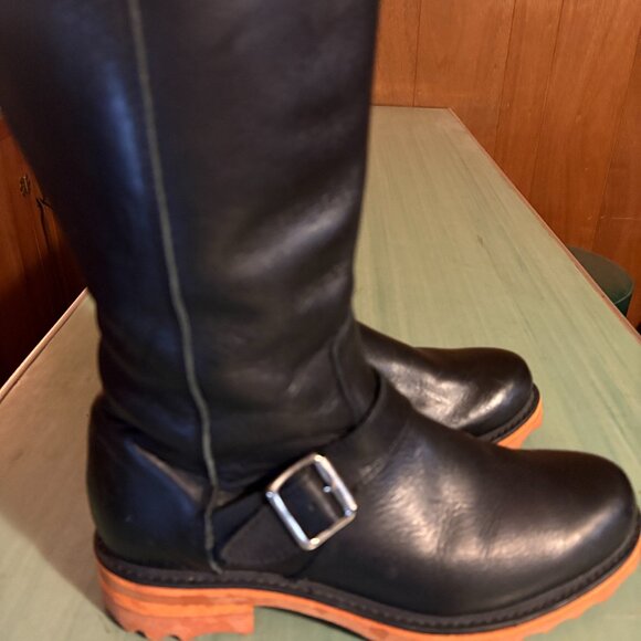 Womens John Fluevog Tall Black Leather Zip Maggie Bond Girl Boots Size 8 - Picture 6 of 16